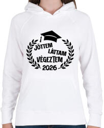 printfashion Jöttem láttam végeztem - Női kapucnis pulóver - Fehér (18302900)