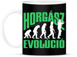 printfashion horgász evolúció - Bögre - Fekete (18317782)