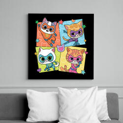 printfashion Super Kitties - Vászonkép - Fekete (18514319)