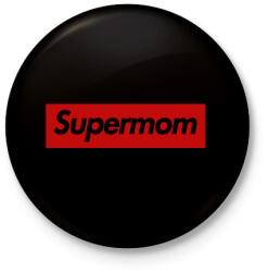 printfashion Supermom - Kitűző, hűtőmágnes - Fekete (18327421)