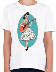 printfashion Vintage lány gitárral - Gyerek póló - Fehér (18016206)