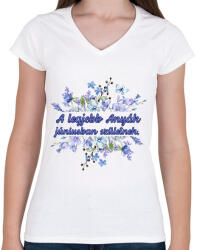 printfashion A legjobb anyák június - Női V-nyakú póló - Fehér (18349950)