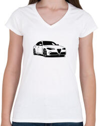 printfashion Alfa Romeo Giulia - Női V-nyakú póló - Fehér (17939016)