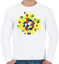 printfashion Rubik kocka - Férfi pulóver - Fehér (18032473)