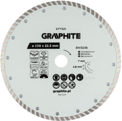 GRAPHITE Disc de taiere diamantat Turbo, 230 x 22, 22 mm, taiere uscata si umeda 57T321 (57T321) Disc de taiere