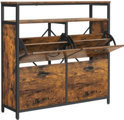  Cipős szekrény 4 ajtós 12-20 pár cipő tárolására, rusztikus barna 98x30x96cm (srLBS803B01)