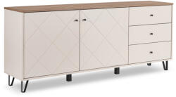 Mebel Elite BACARDI 183 cm-es komód, kasmír/Castello tölgy színben (W-BILBAO-BL6-KASZ-DCAS-KOM2D3S)