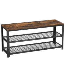  Cipőtároló pad két tároló szinttel, rusztikus barna 100x30x45cm (srLBS078B01)