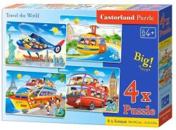 Castorland Puzzle 4 in 1 (8+12+15+20 piese) Traverseaza Lumea 41015 (5904438041015) Puzzle