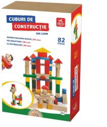 Deico Games Cuburi Constructie Colorate - Set educativ din lemn 82 piese (5947502862444)
