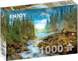 Enjoy Puzzle Puzzle 1000 piese Enjoy - A Log Cabin by the Rapids (5949194016051) Puzzle
