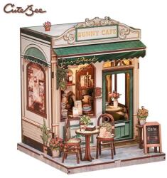 CuteBee Sunny Cafe - DIY Miniature House Kit cu LED (6975436181057)