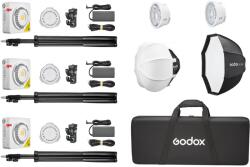 Godox ML100Bi Kit3 kit 3 lămpi LED video portabile bi-color 120W cu stative, modificatoare și geantă de transport