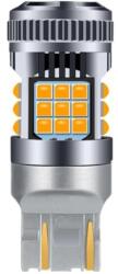 AutoREY Bec LED T20 / W21/5W / 7443 pentru Semnal, DRL, Lumini de Zi cu 2 Filamente, 30W, 2800LM, 3000K Galben, 36 SMD 3030, Ventilator Integrat, Canbus Integrat, fara eroare de bec ars, 12V AutoREY® Premium 