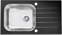 Alveus Altone - Chiuvetă 78x44 cm, cu control scurgere, sticlă neagră/oțel inoxidabil 1114558 (1114558) Chiuveta