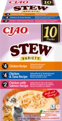 Inaba Foods Ciao Stew - hrană complementară pentru pisici cu aromă de pui, pui și ton, pui și somon, 10 x 40 g