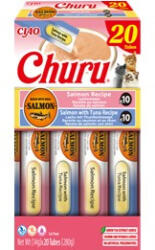 Inaba Foods Churu - mix de delicatese pentru pisici cu aromă de somon și somon cu ton, 20 x 14 g