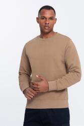 OMBRE OMBRE, Pamut pulóver nyakkivágással a nyak tövében, tevebarna, XL (OM-SSBN-0175-BROWN-XL)