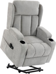 HOMCOM Fotoliu Ridicător Electric cu Masaj și Încălzire, Fotoliu Relax Electric din Chenille, Tetieră Rabatabilă, Gri Deschis | Aosom Romania (713-215V91LG)