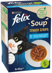 FELIX Soup Tender Strips Halas Válogatás Nedves Macskaeledel Szószban Falatkákkal - 6x48 g