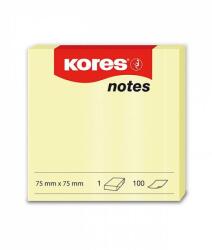 Kores Bloc notes adezive, 100 file, 75x75 mm, galben pal (KO46075)