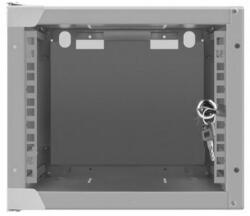 Lanberg 10 fali rack szekrény 4U/280X310, üvegajtó, lapraszerelt, szürke