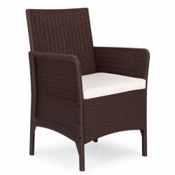 MultiGarden Kerti szék, MultiGarden DNLJA-001-2, barna, 54 x 57 x 84 cm, rattan hatású, párnával, műanyag, poliészter 160 g/m2, teherbírás: 150 kg (TF5363)