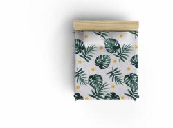  L' essential Maison szimpla piké takaró, fehér, zöld, sárga Monstera mintával - zöld