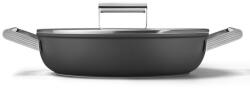 Smeg Oală joasă cu capac Smeg DPF2812BLM, 28 cm, 4, 3 l, acoperire ceramică antiaderentă, potrivită pentru cuptor până la 250 °C, fără PFAS, compatibilă cu plitele cu inducție, negru (DPF2812BLM)