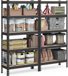 SONGMICS 5 szintes polcrendszer készlet 2 db-os, 30×75×150 cm, fekete (GLR302B01) - pepita