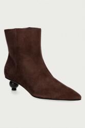 Weekend Max Mara botine cu toc jos pentru femei din piele întoarsă 9BY2-OBDWZZ_89X (2625796014600.CHOCOLATE)