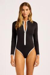 Seafolly egyrészes fürdőruha női LongSleeve Zip Front - fekete XL