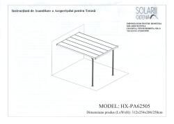 Solarii Oltenia Pergola Pentru Perete, Acoperita Cu Policarbonat, 312x254x206/250 Cm