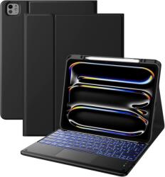Vobafe iPad Pro 13 tok billentyűzettel, QWERTZ, Multi-Touch trackpad, 7 színű háttérvilágítás - fekete