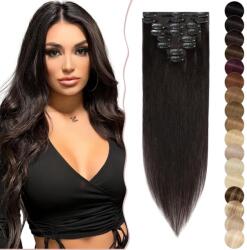 SEGO Clip-in valódi hajhosszabbítás 8 részes szett - középbarna - 40 cm