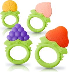 ifancy Gyümölcs Alakú Rágóka Babáknak - Higiénikus Szilikon Fogzássegítő Játék - BPA-mentes Színes Harapójáték Fogfájás Enyhítésére - 4 db-o