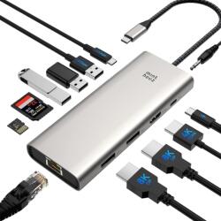 Minthouz MT-UMD316 12 az 1-ben USB-C dokkolóállomás - 3 monitor, 8K, 100W PD, Thunderbolt 3/4 (MT-UMD316)