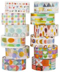 LGEGE Gyermeki Mintás Washi Szalag Készlet - 12 Tekercs, 15mm Széles Japán Dekorációs Ragasztószalag Scrapbookhoz, Bullet Journalhoz, Ajándé