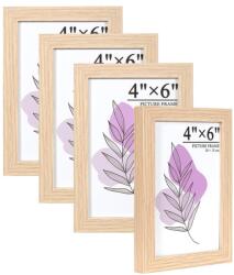 Baoee 10 x 15 cm fa képkeret 4 db akrilüveges fotókeret álló és fali MDF