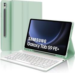 Jademall Samsung Galaxy Tab S9 FE+ 12.4" mágneses billentyűzettok - világoszöld