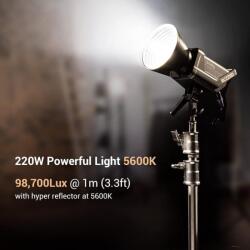 SmallRig RC 220D 220W COB Videólámpa, 98700 Lux Fényerő, 9 Fényeffektus, CRI 95+ Bowens Foglalat, SmallGoGo App Vezérlés, V-Mount Kompatibil