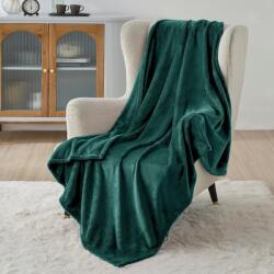 BEDSURE plüss polár takaró - sötétzöld - 130x150 cm