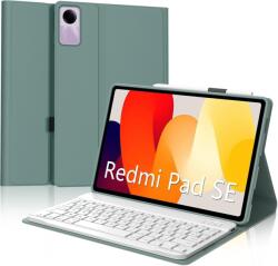 IVEOPPE Xiaomi Redmi Pad SE 11" bőr tok levehető Bluetooth billentyűzettel - sötétzöld