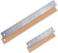 Bremorou Fém Vonalzó Szett 2 db 30cm 15cm Rozsdamentes Acél Vonalzó Dupla Skála Csúszásmentes Parafa Hátlap Iskolai Mérőeszköz