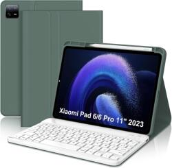 IVEOPPE Xiaomi Pad 6 / Pad 6 Pro 11" bőr tok levehető Bluetooth billentyűzettel - sötétzöld
