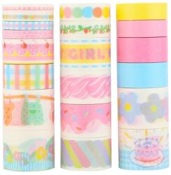 LGEGE Rózsaszín Washi Dekorációs Ragasztószalag Szett - 20 Tekercs, 5 Szélesség (5-25mm), Vízálló Japán Masking Tape Scrapbookinghoz, Bullet