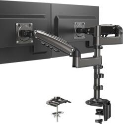 HUANUO Monitor Tartó Dupla Képernyőhöz 13-32 Hüvelyk, Magasság Állítható Monitorkar 9kg Teherbírással, VESA 75/100mm Kompatibilis