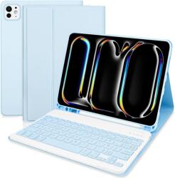 TENGWUDZ iPad Pro 11 M4 (2024) billentyűzetes tok Bluetooth, levehető - kék