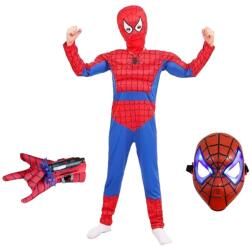 DEPOX Set costum Ultimate Spiderman pentru copii, 100% poliester, manusa ventuze si masca LED, 4-6 ani, 100-110 cm (2294) Costum bal mascat copii