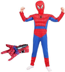 DEPOX Set costum Ultimate Spiderman pentru copii, 100% poliester si manusa cu ventuze, 6-8 ani, 110-120 cm (2268) Costum bal mascat copii